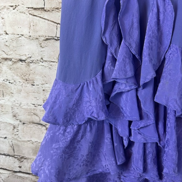 Rebecca Taylor Size 2 Dancing Dress Cornflower Ruffles Sleeveless 100% Silk - Picture 3 of 8